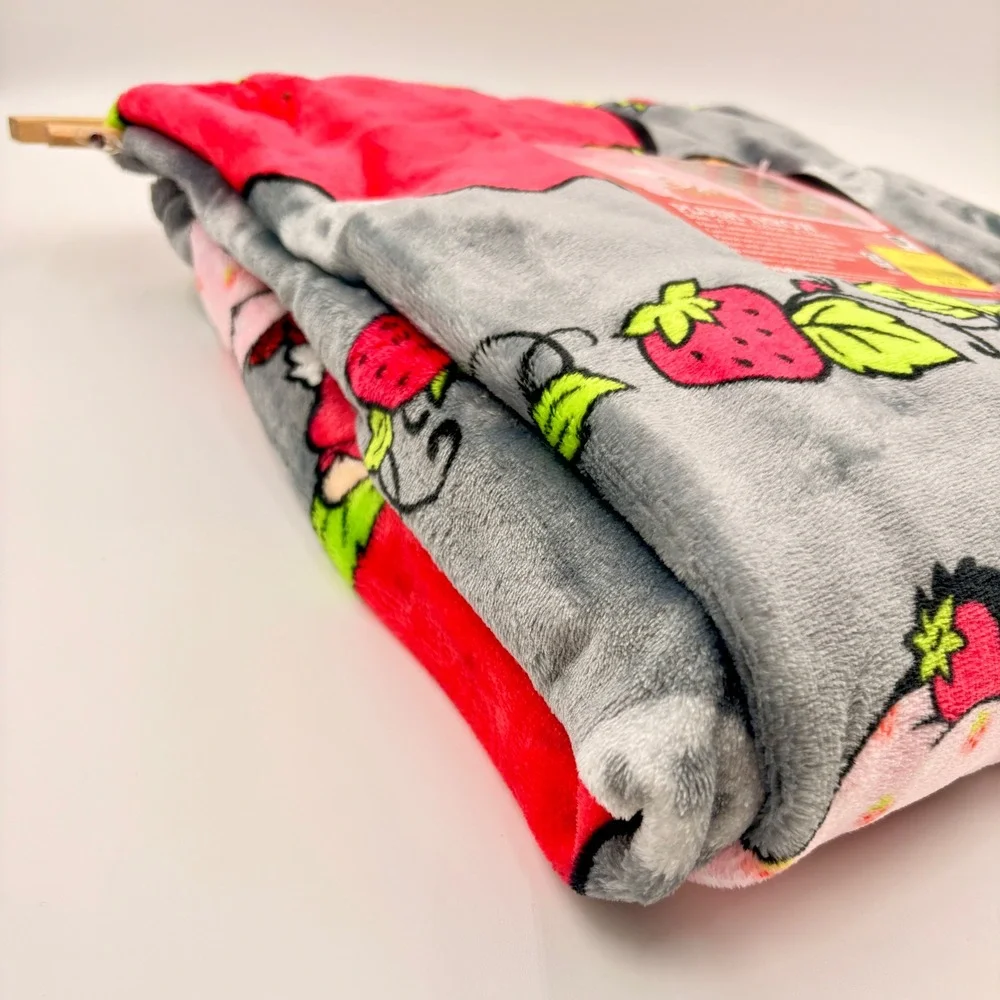 Strawberry Shortcake Halloween Plush Throw Blankets Set of 2 Orange Grey Pumpkin